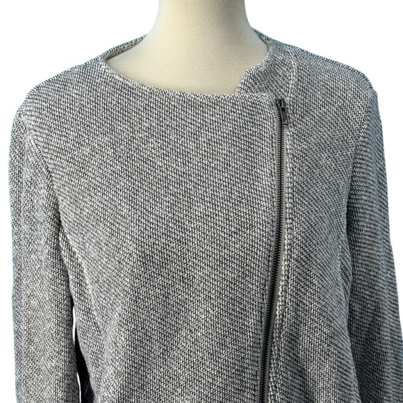 Eileen Fisher 100% Organic Cotton Twist Terry Zip-Front Moto Jacket Ash Size XL - Picture 5 of 10